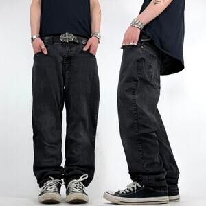 Vintage y2k rare faded black grunge baggy wide leg skater archive jeans